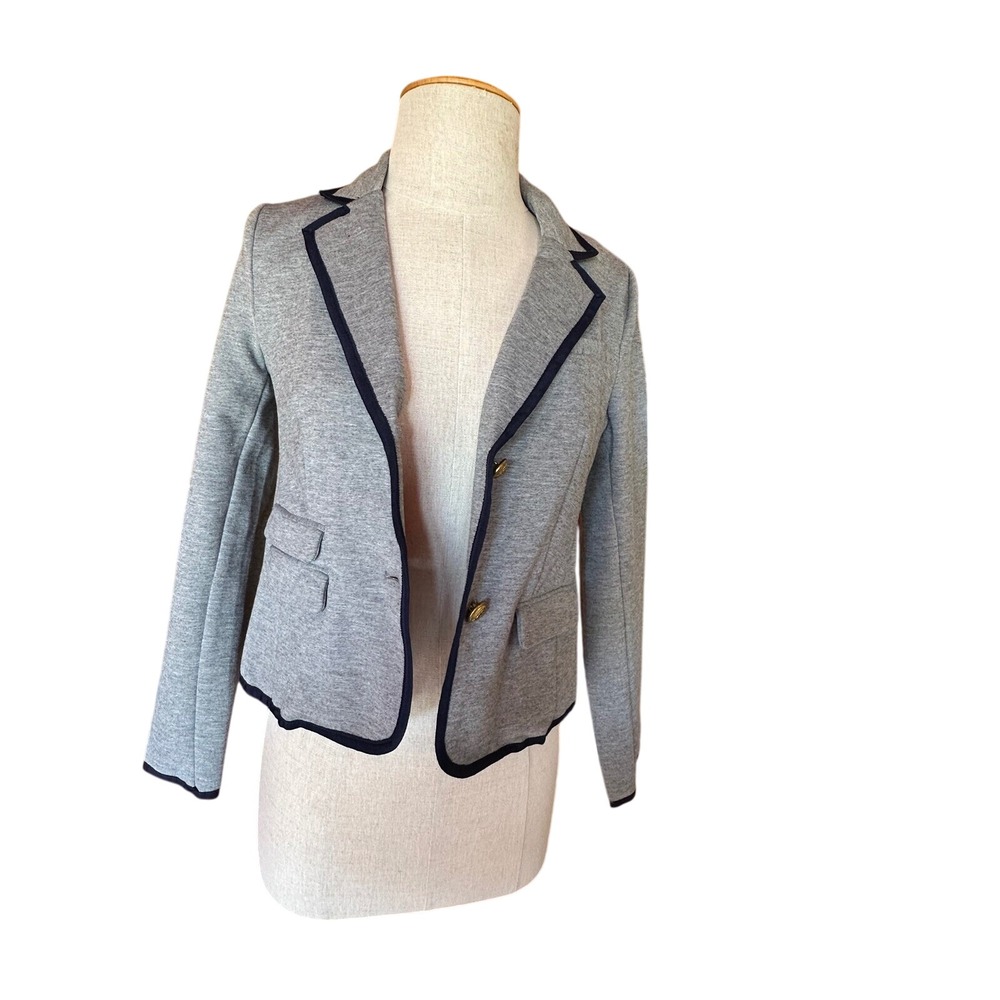 Tommy Hilfiger Blazer Jacket Knit Trim School Uniform Gray Size L/G
